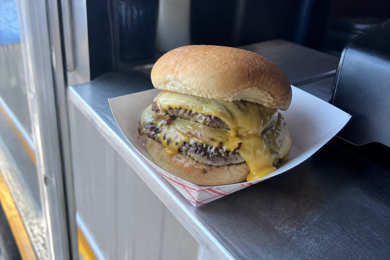 Cheese burger close up