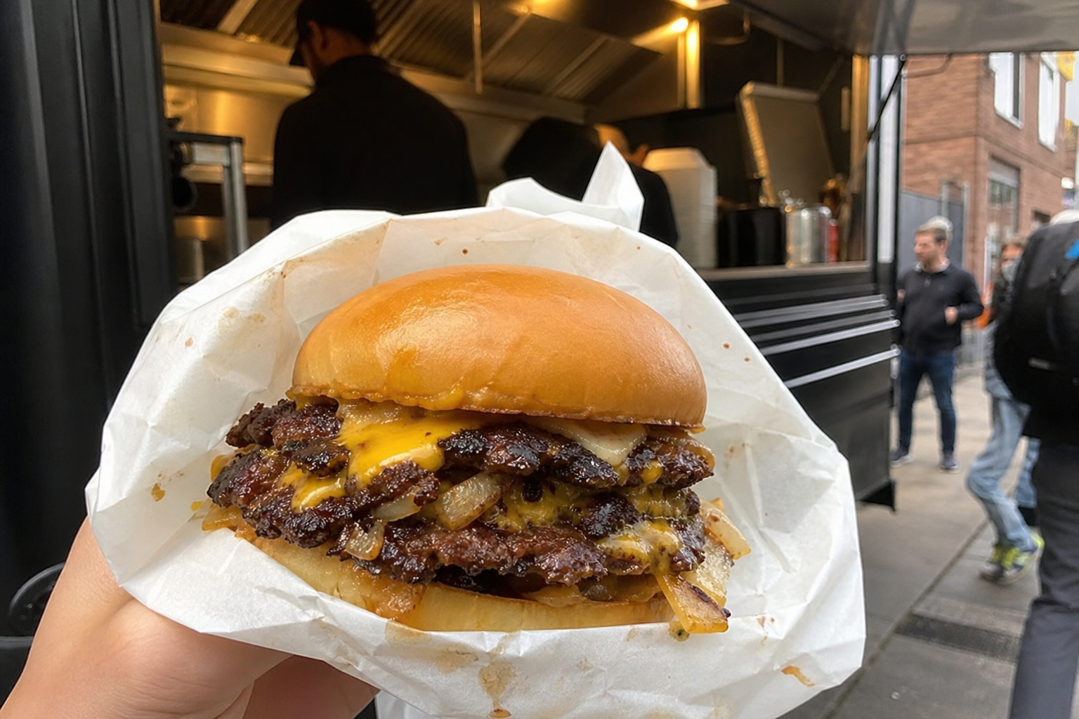 Smash burger with melted cheese